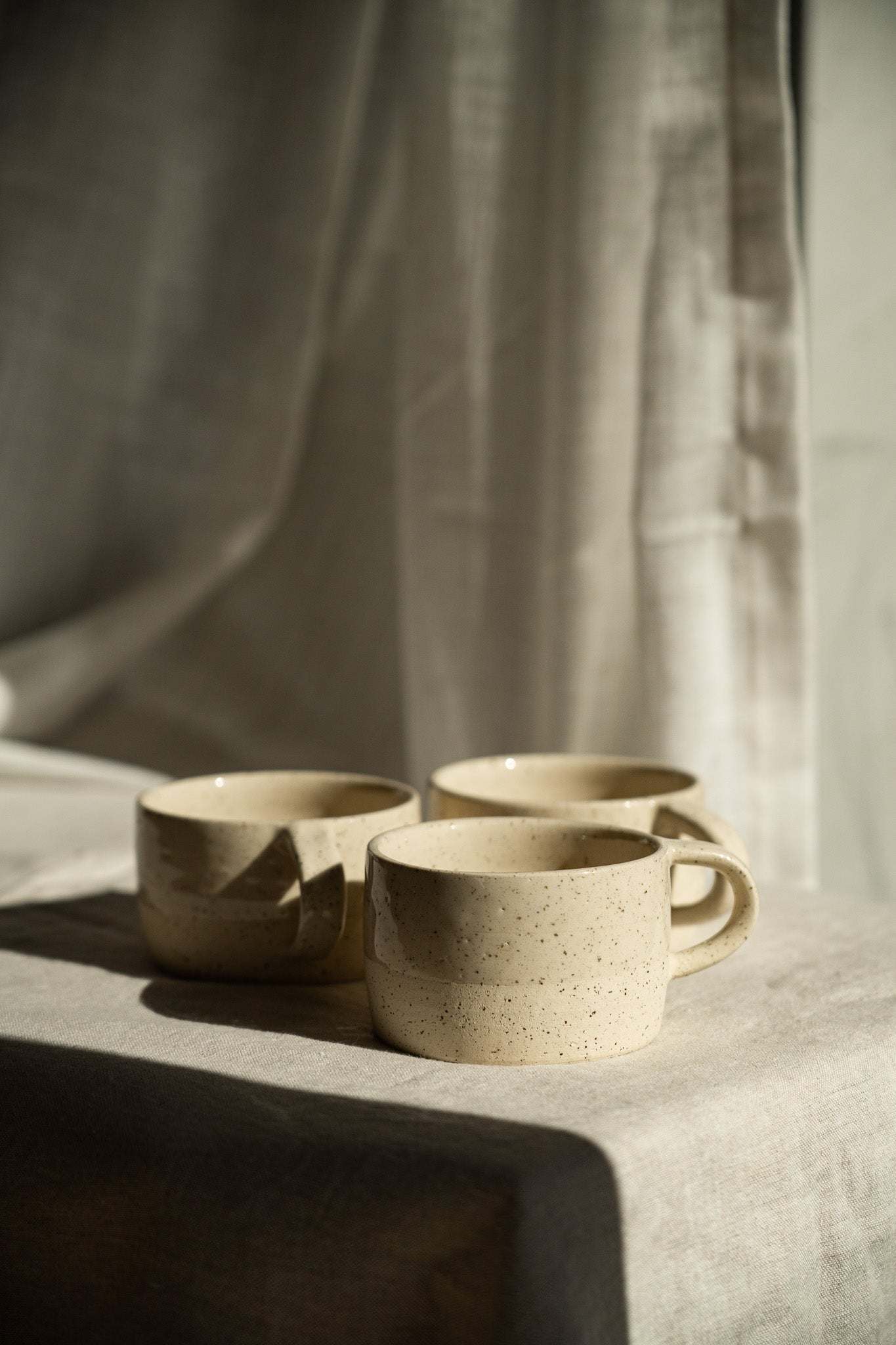 Handmade Stoneware Mug — White Sand Speckled