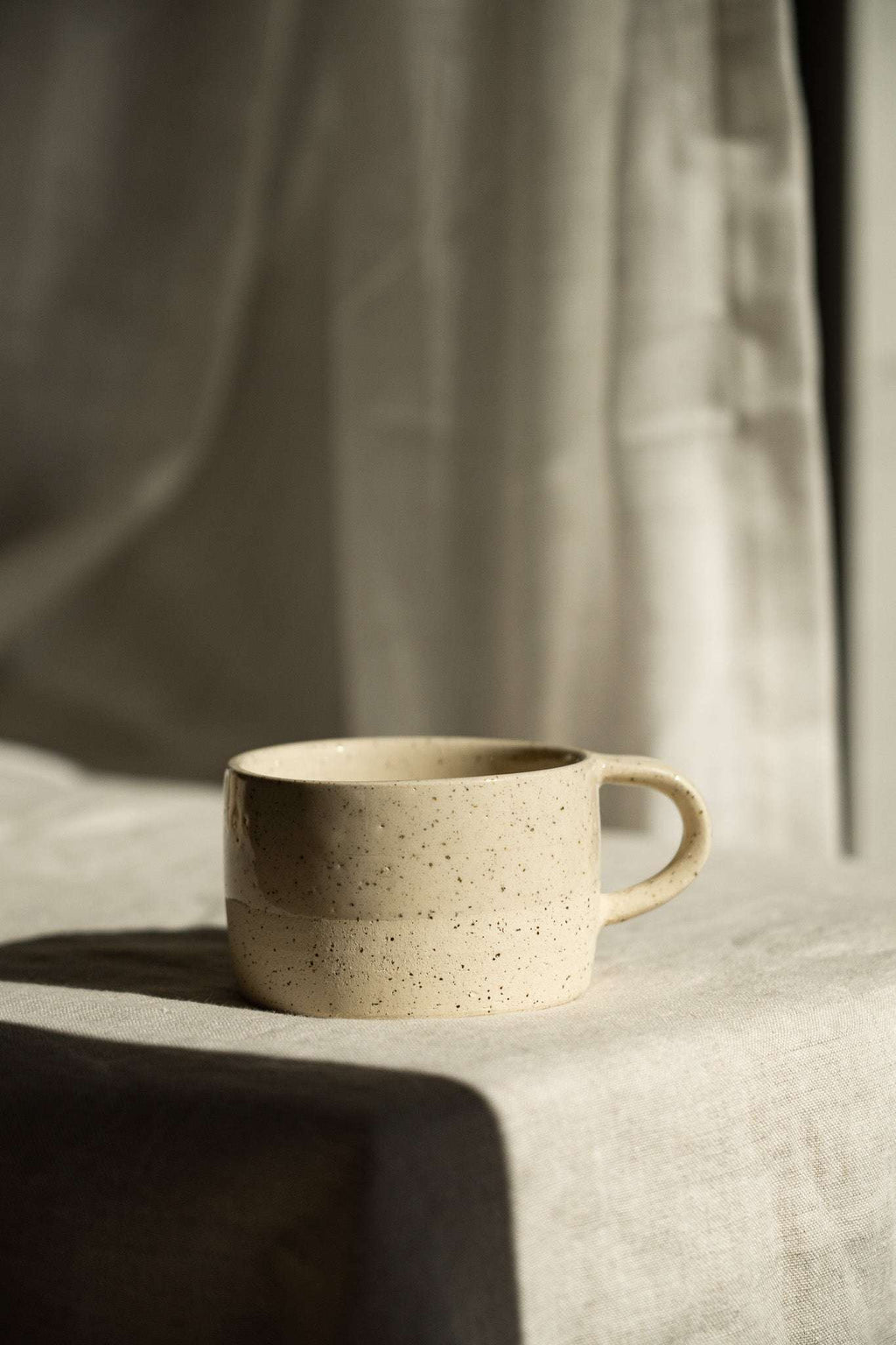 Handmade Stoneware Mug — White Sand Speckled
