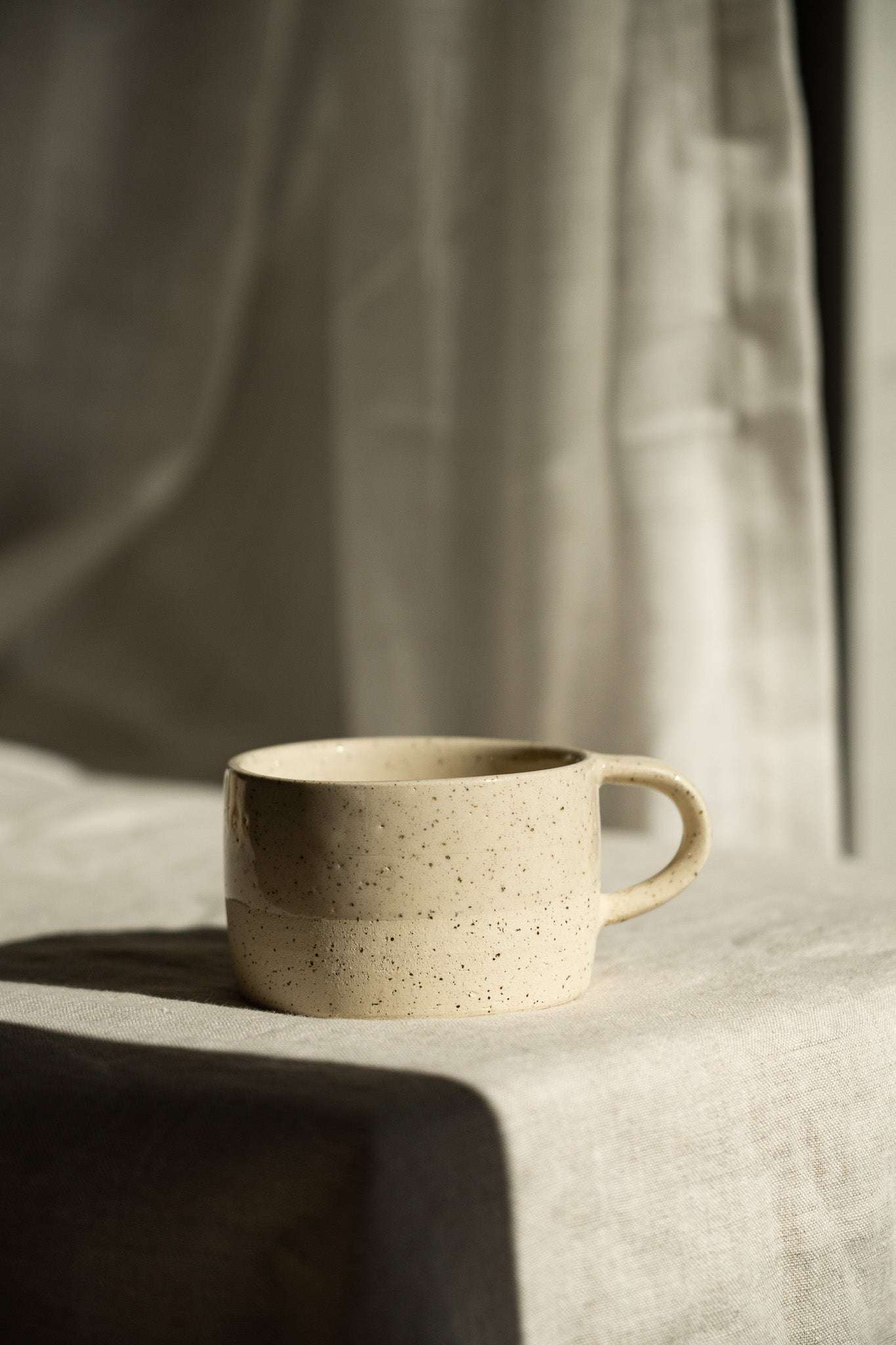 Handmade Stoneware Mug — White Sand Speckled