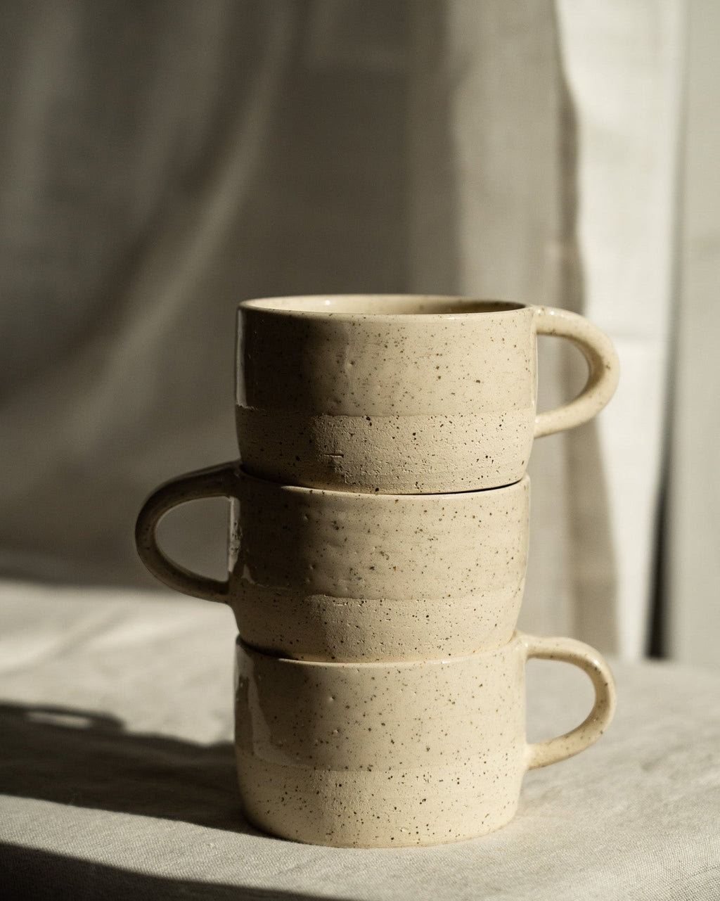 Handmade Stoneware Mug — White Sand Speckled
