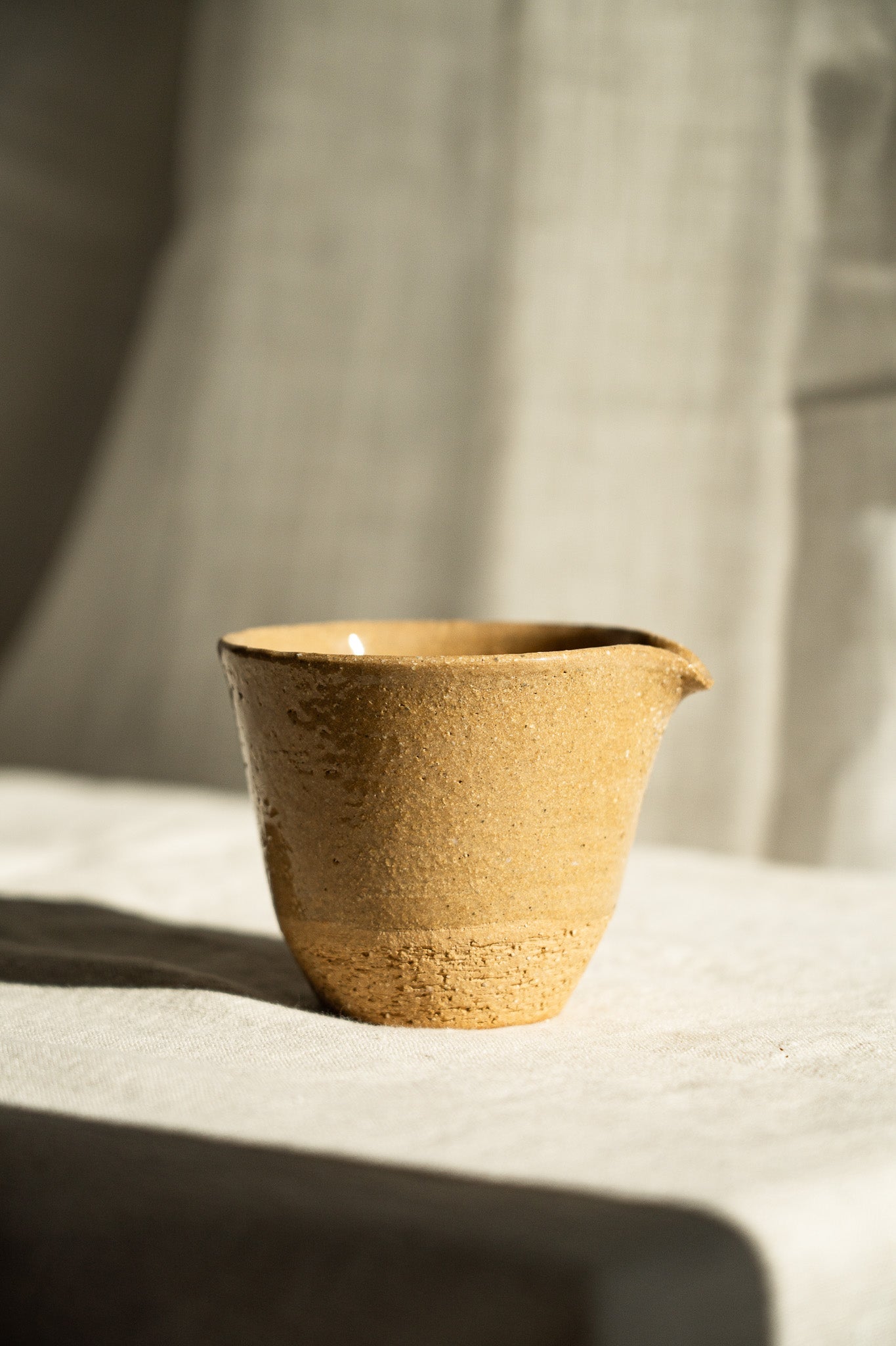Handmade Stoneware Fair Teacup (Chahai) – Yellow Speckles