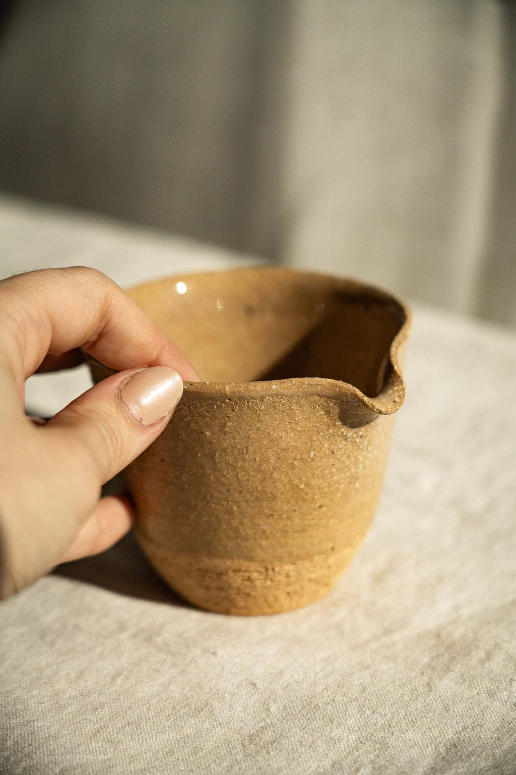 Handmade Stoneware Fair Teacup (Chahai) – Yellow Speckles