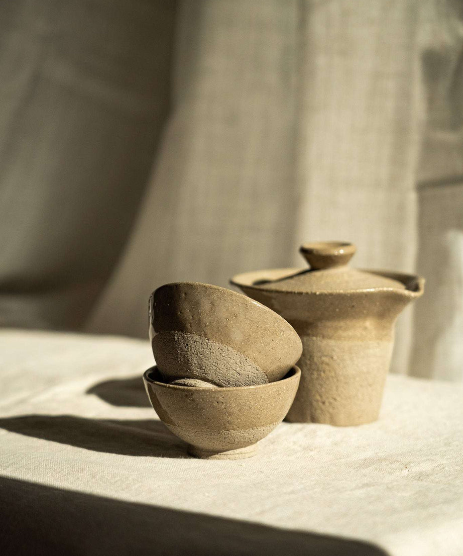 Handgemachte Steingut kleine Teetasse – Grau mit Sprenkeln