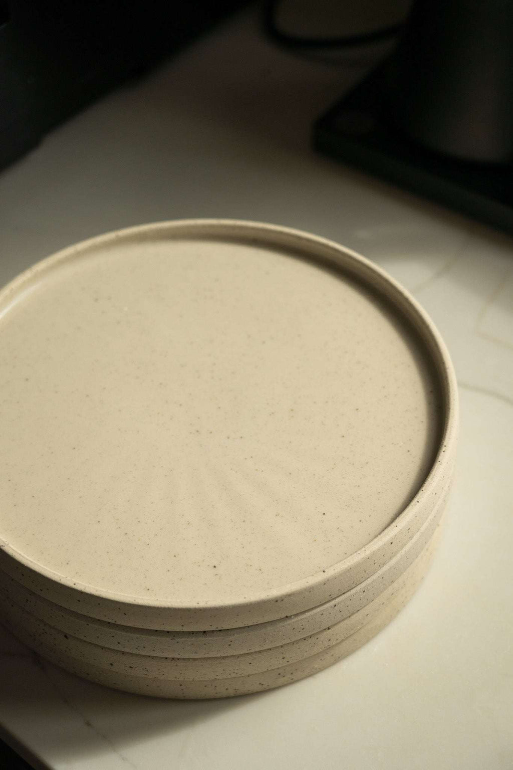 Handmade Stoneware Pottery Plate — White with Speckles