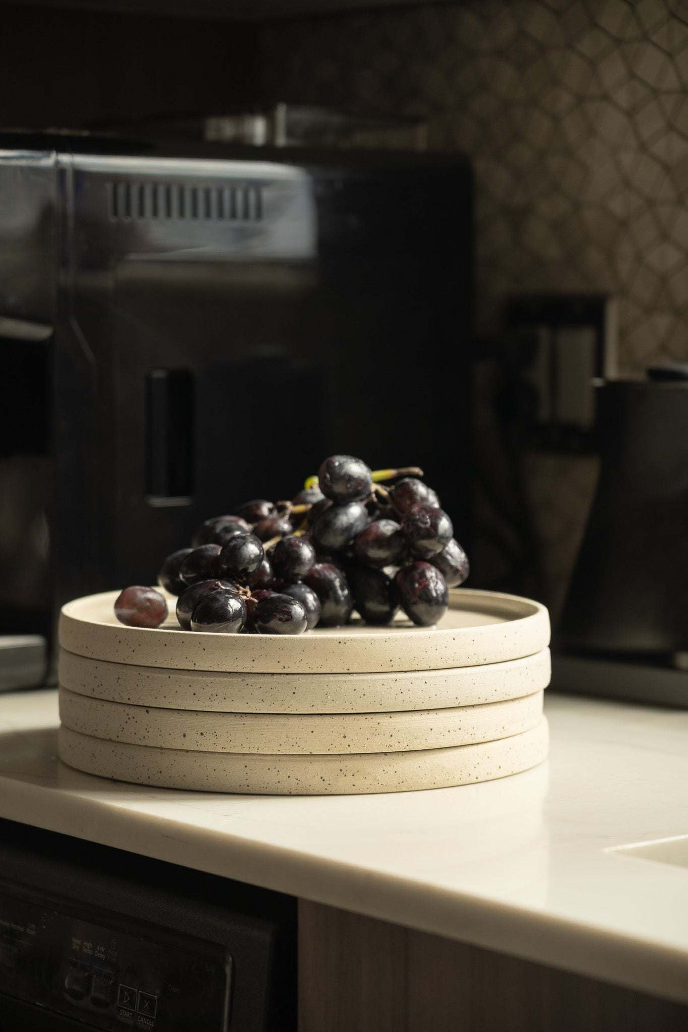 Handmade Stoneware Pottery Plate — White with Speckles
