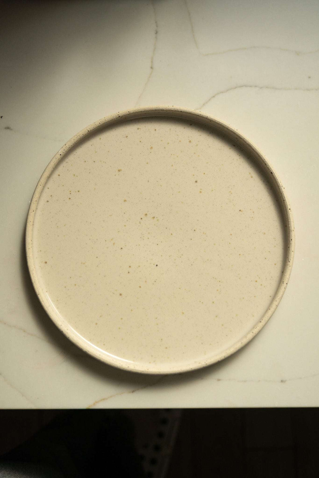 Handmade Stoneware Pottery Plate — White with Speckles