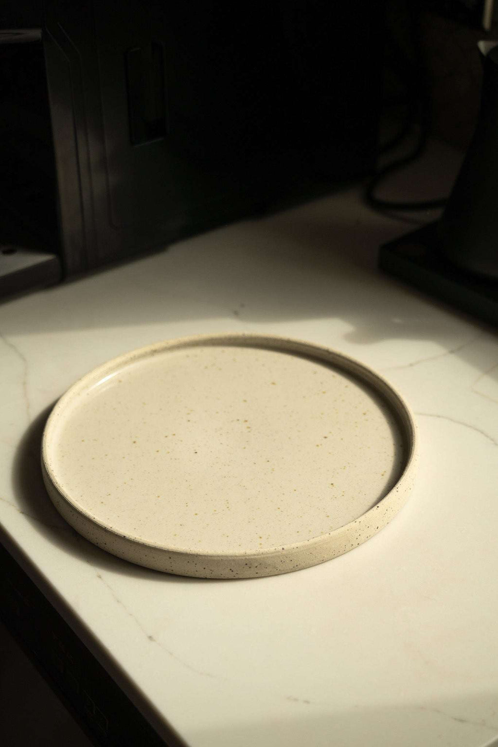 Handmade Stoneware Pottery Plate — White with Speckles