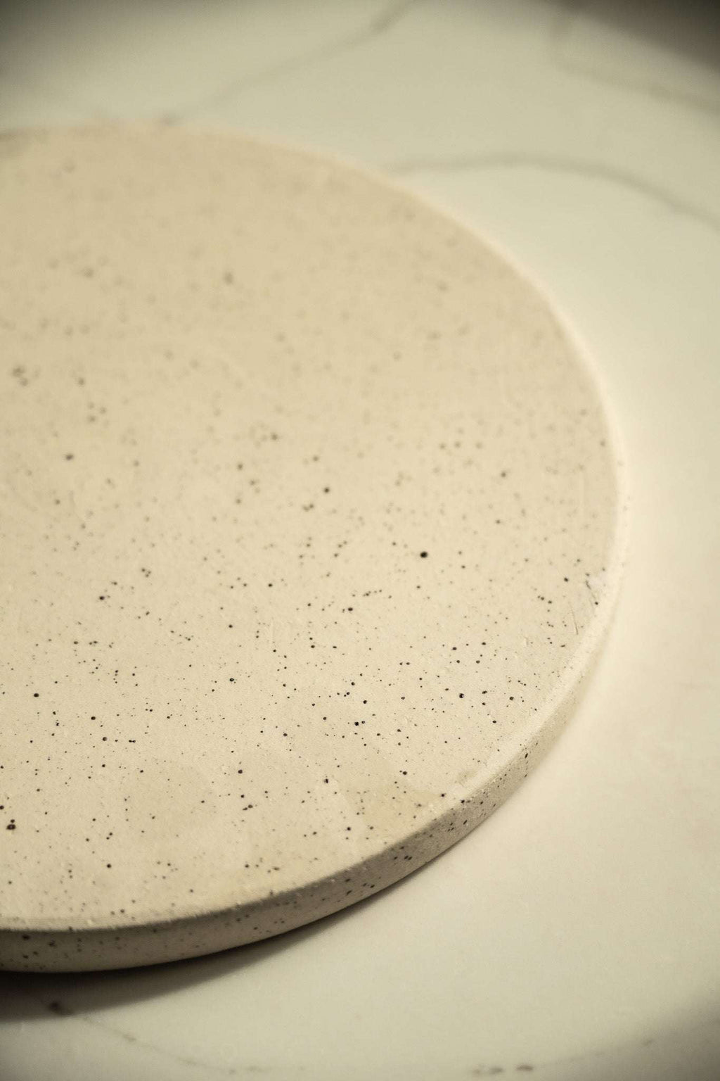 Handmade Stoneware Pottery Plate — White with Speckles