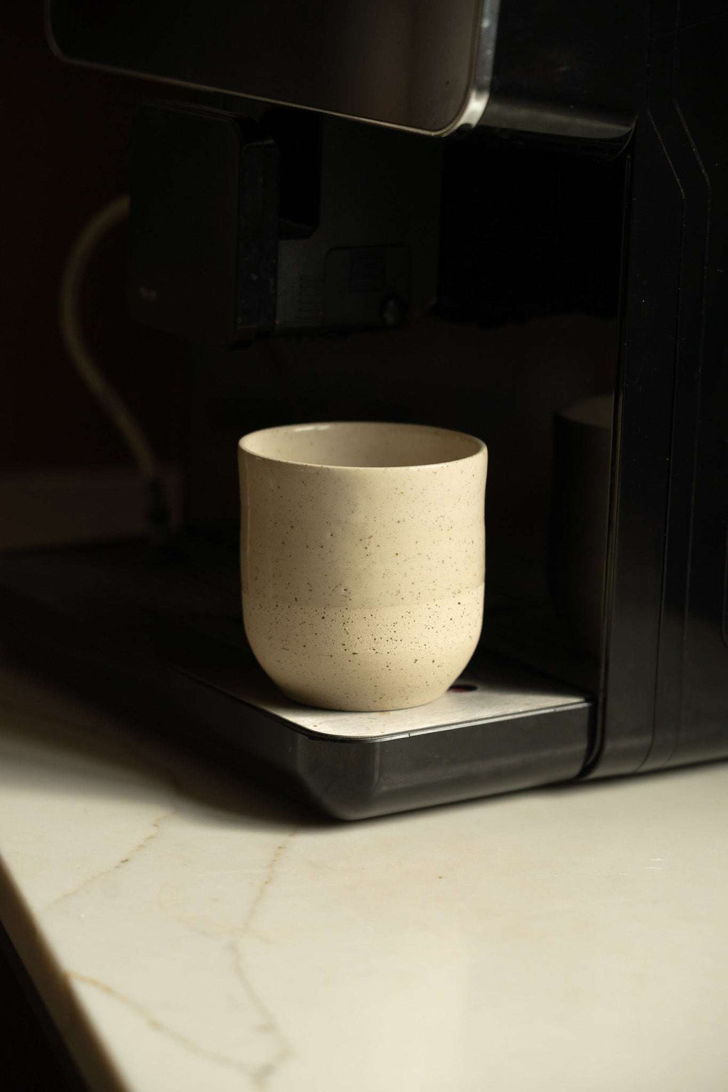 Handmade Small Coffee Cup – Rustic White Speckled Stoneware