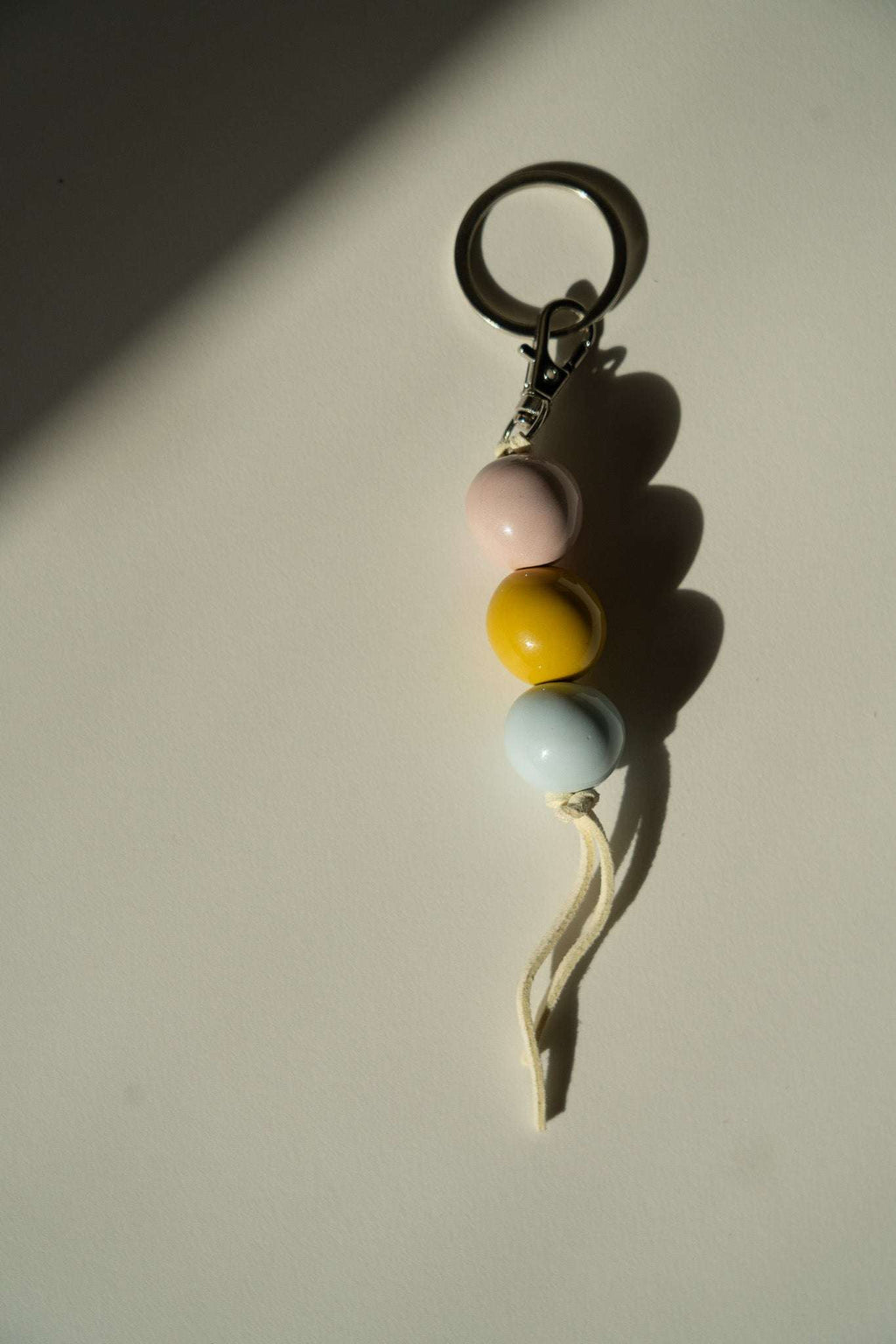 Handmade Ceramic Beaded Keychain in Pastel Tones