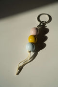 Handmade Ceramic Beaded Keychain in Pastel Tones