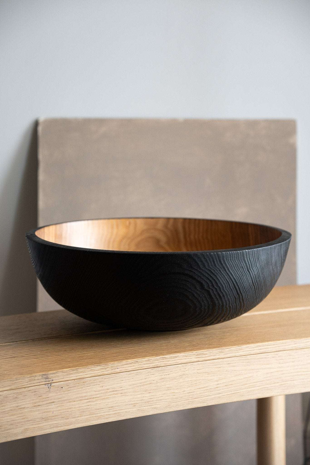 Hand Carved Extra Large Wooden Bowl. Half Charred