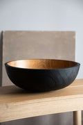 Hand Carved Extra Large Wooden Bowl. Half Charred