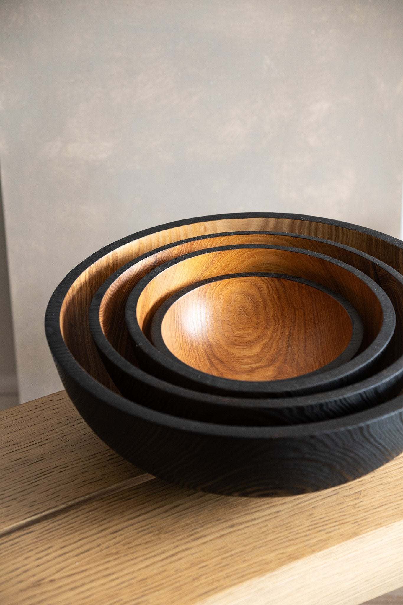 Hand Carved Extra Large Wooden Bowl. Half Charred