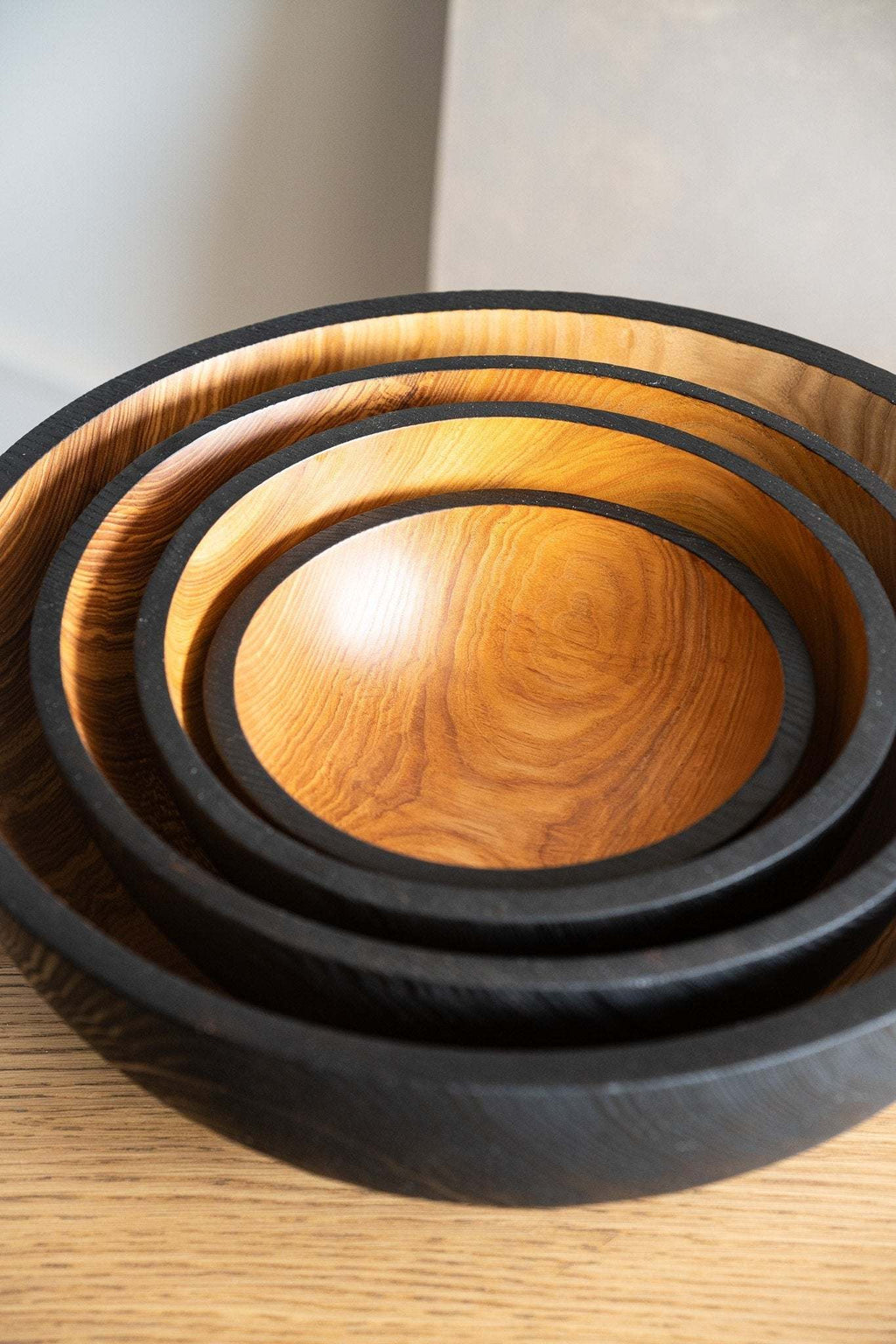 Hand Carved Extra Large Wooden Bowl. Half Charred