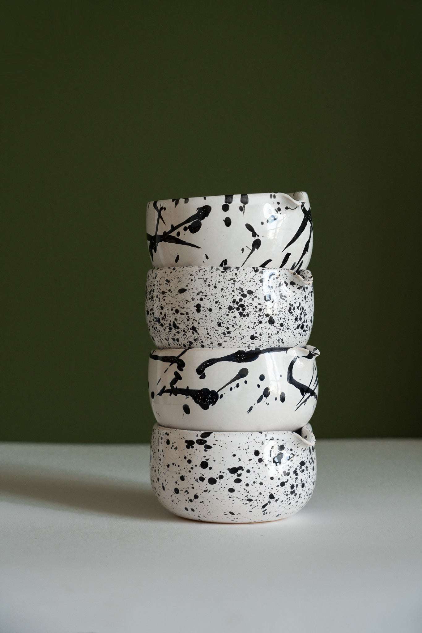 Handmade Matcha Bowl - Speckled or Stroked Pattern