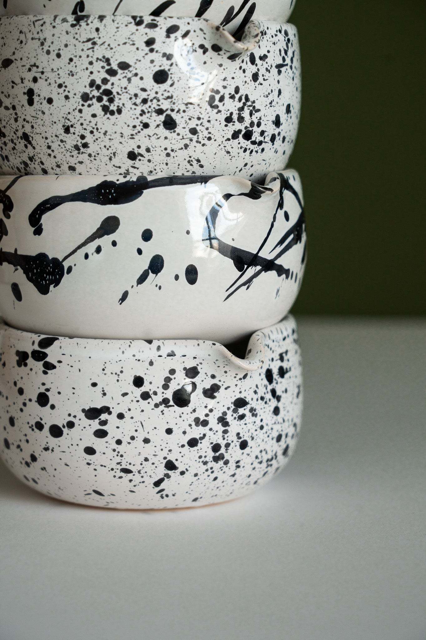 Handmade Matcha Bowl - Speckled or Stroked Pattern