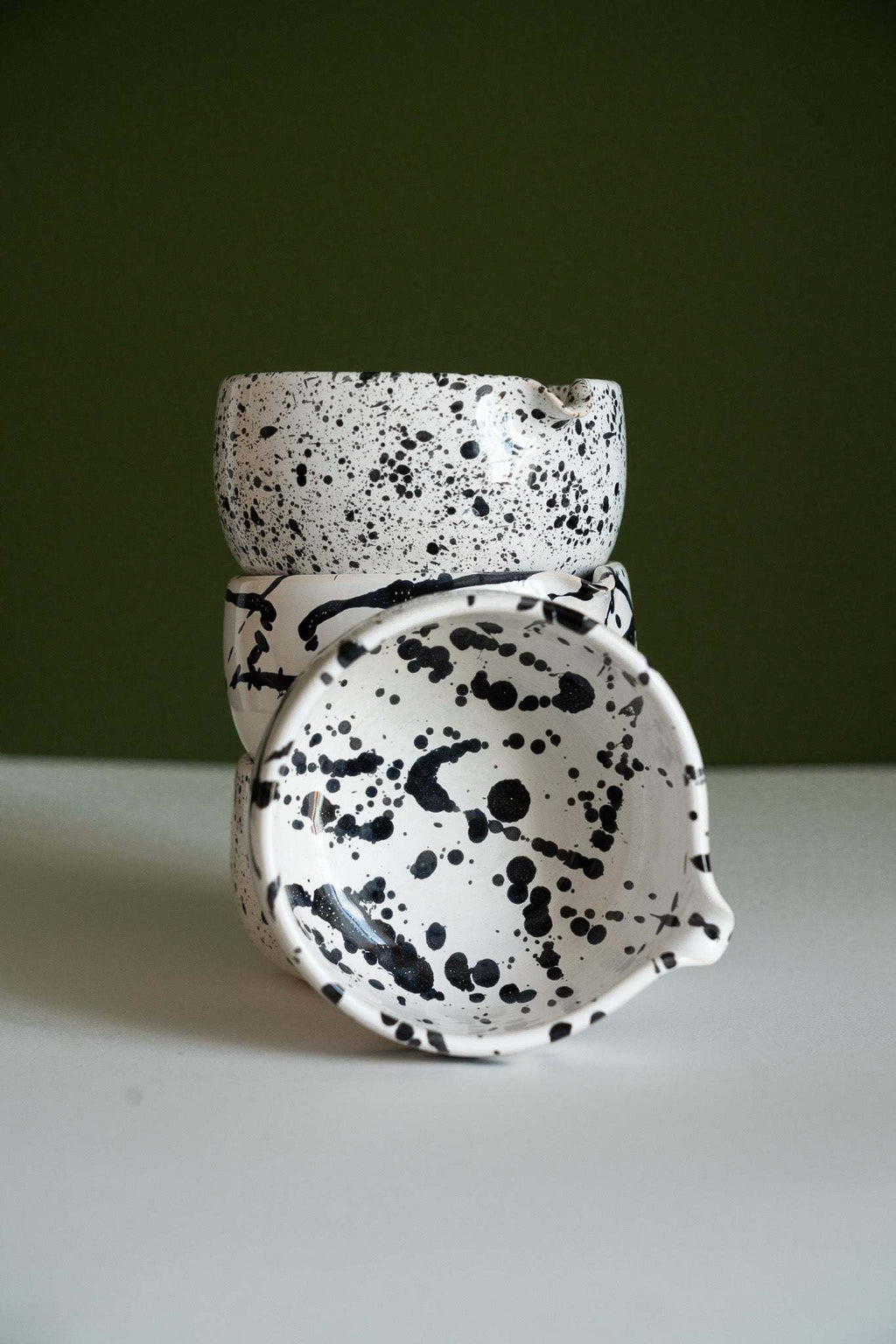 Handmade Matcha Bowl - Speckled or Stroked Pattern