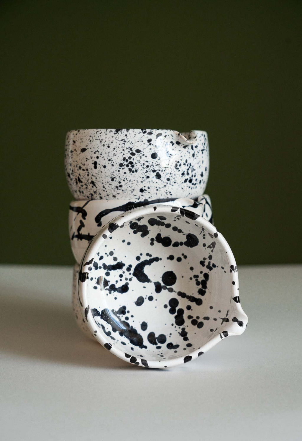 Handmade Matcha Bowl - Speckled or Stroked Pattern