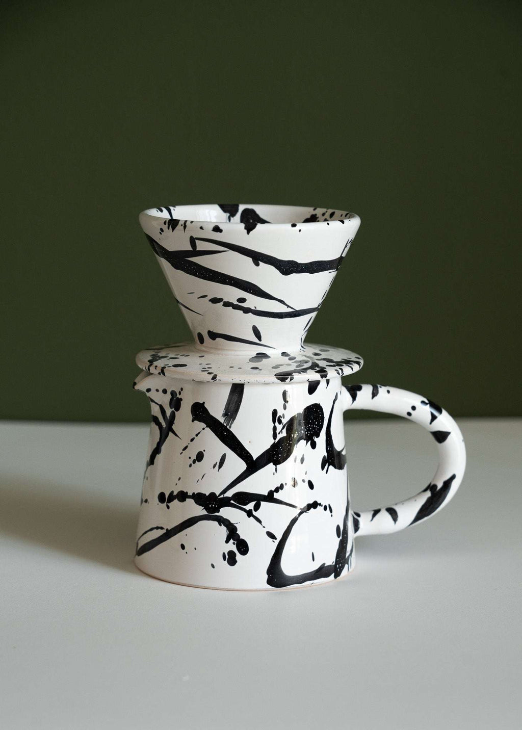 Ceramic Pour Over Coffee Set - Handmade Stoneware Dripper & Pitcher Set