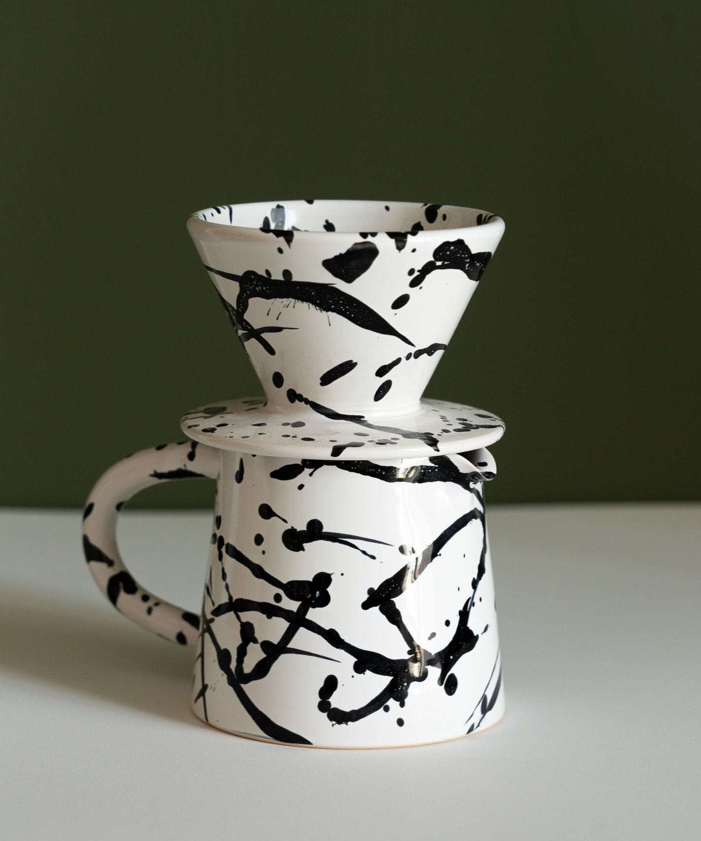 Keramik Pour Over Kaffeeset – Handgemachtes Steingut Dripper & Kännchen Set
