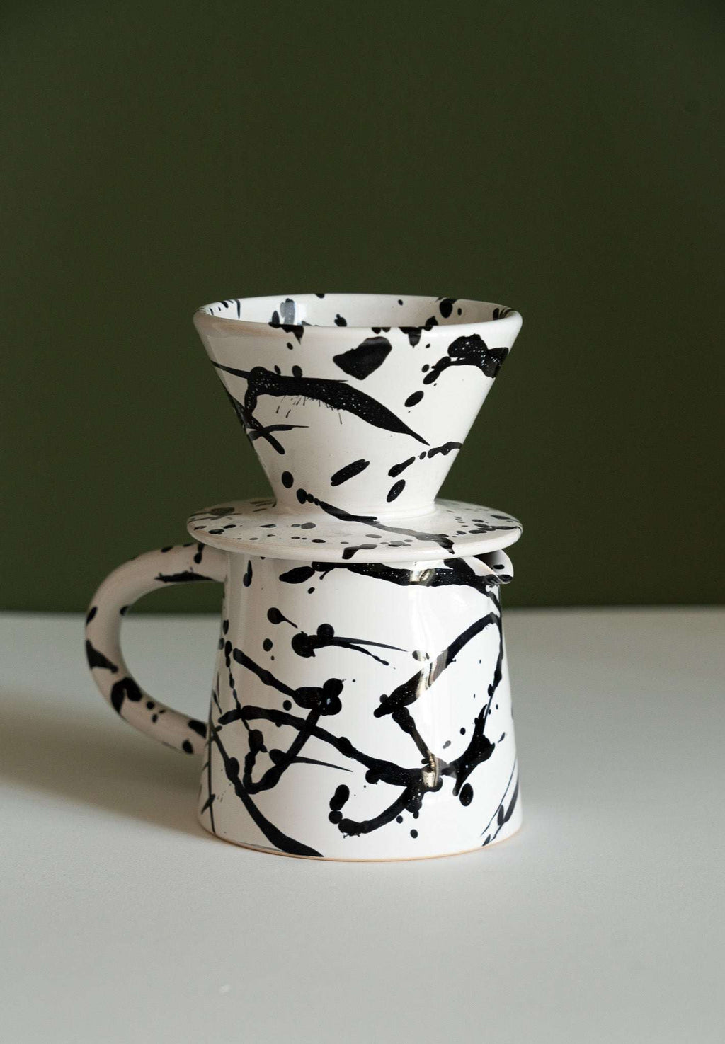 Ceramic Pour Over Coffee Set - Handmade Stoneware Dripper & Pitcher Set