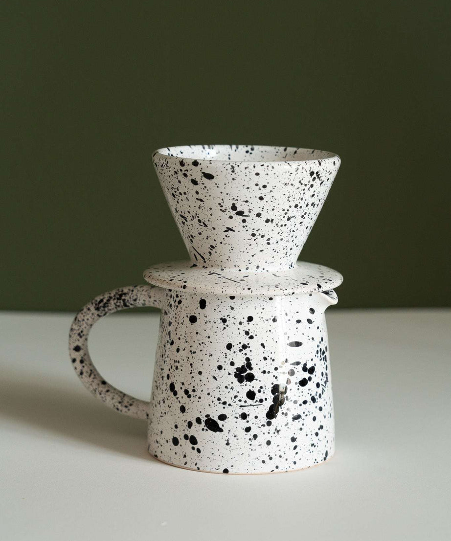 Keramik Pour Over Kaffeeset – Handgemachtes Steingut Dripper & Kännchen Set