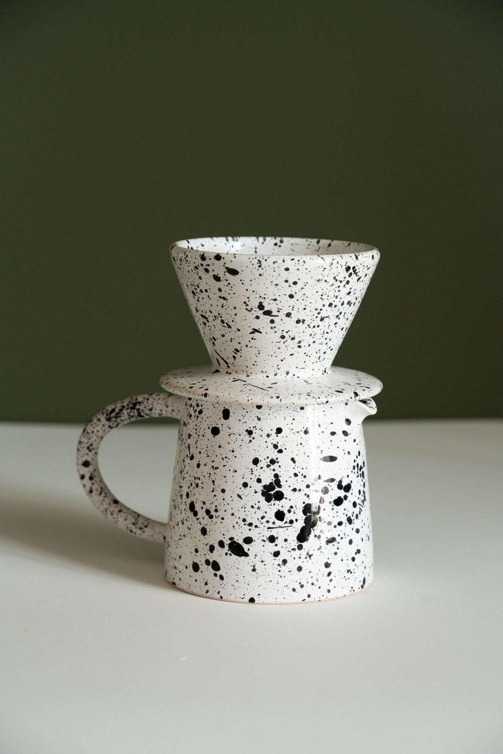 Ceramic Pour Over Coffee Set - Handmade Stoneware Dripper & Pitcher Set