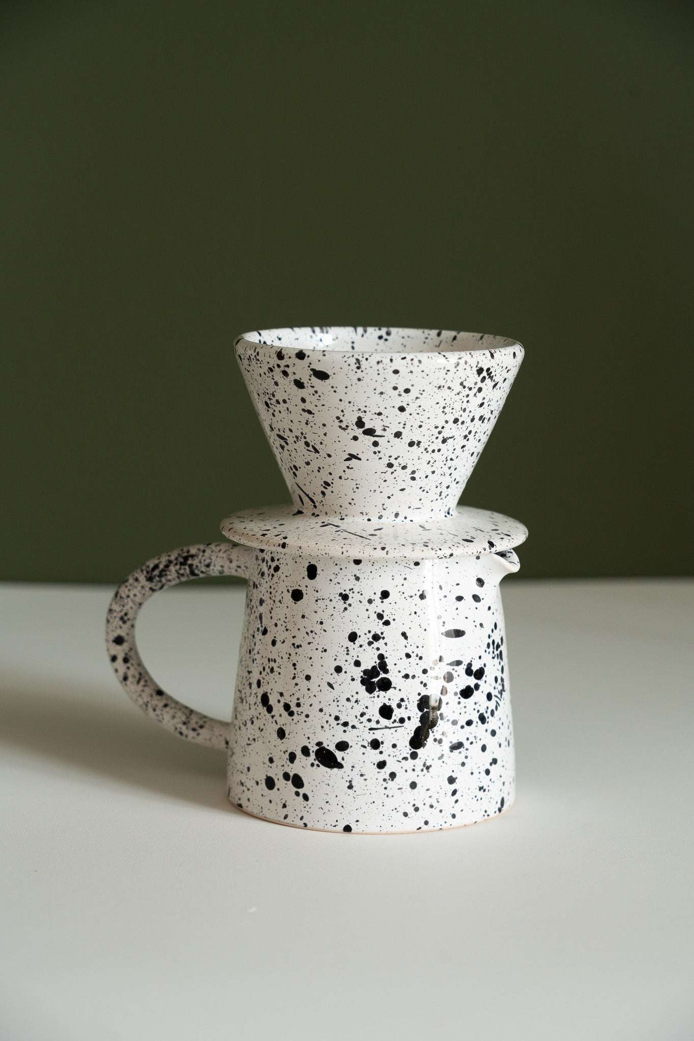 Ceramic Pour Over Coffee Set - Handmade Stoneware Dripper & Pitcher Set