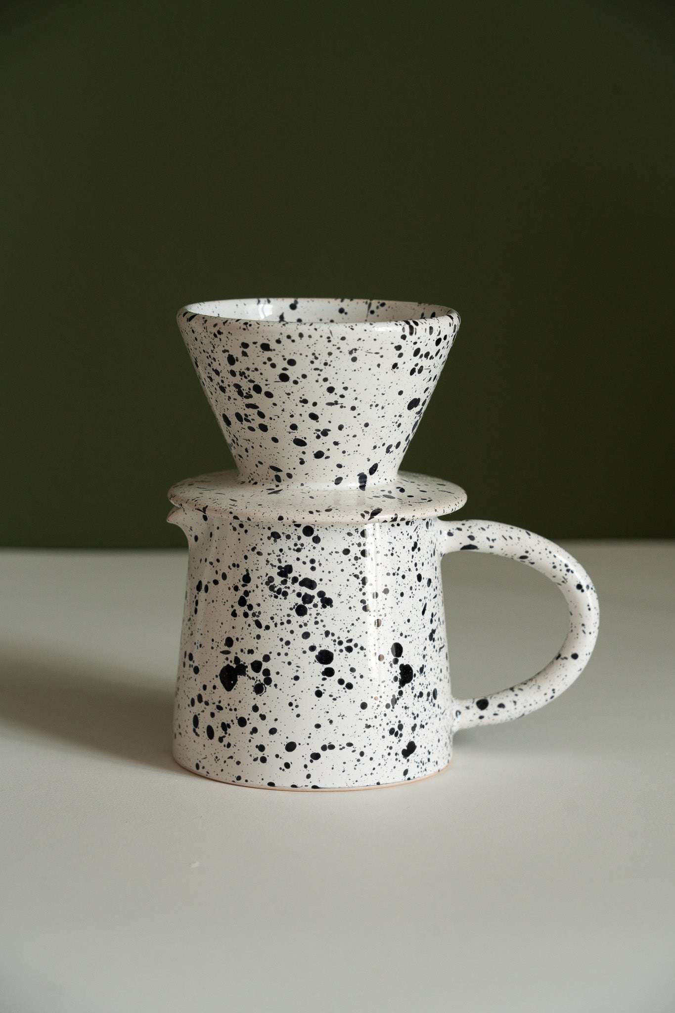 Ceramic Pour Over Coffee Set - Handmade Stoneware Dripper & Pitcher Set