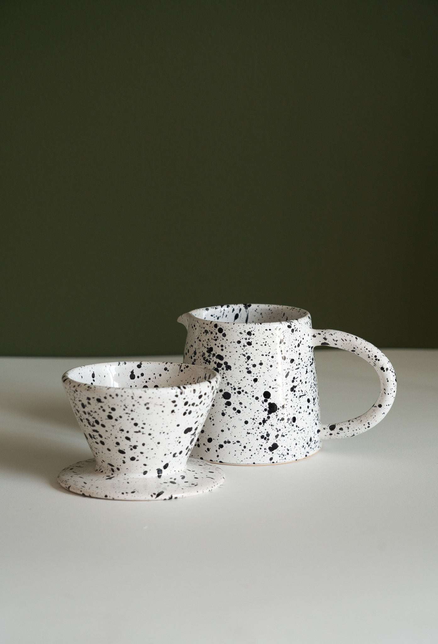 Ceramic Pour Over Coffee Set - Handmade Stoneware Dripper & Pitcher Set