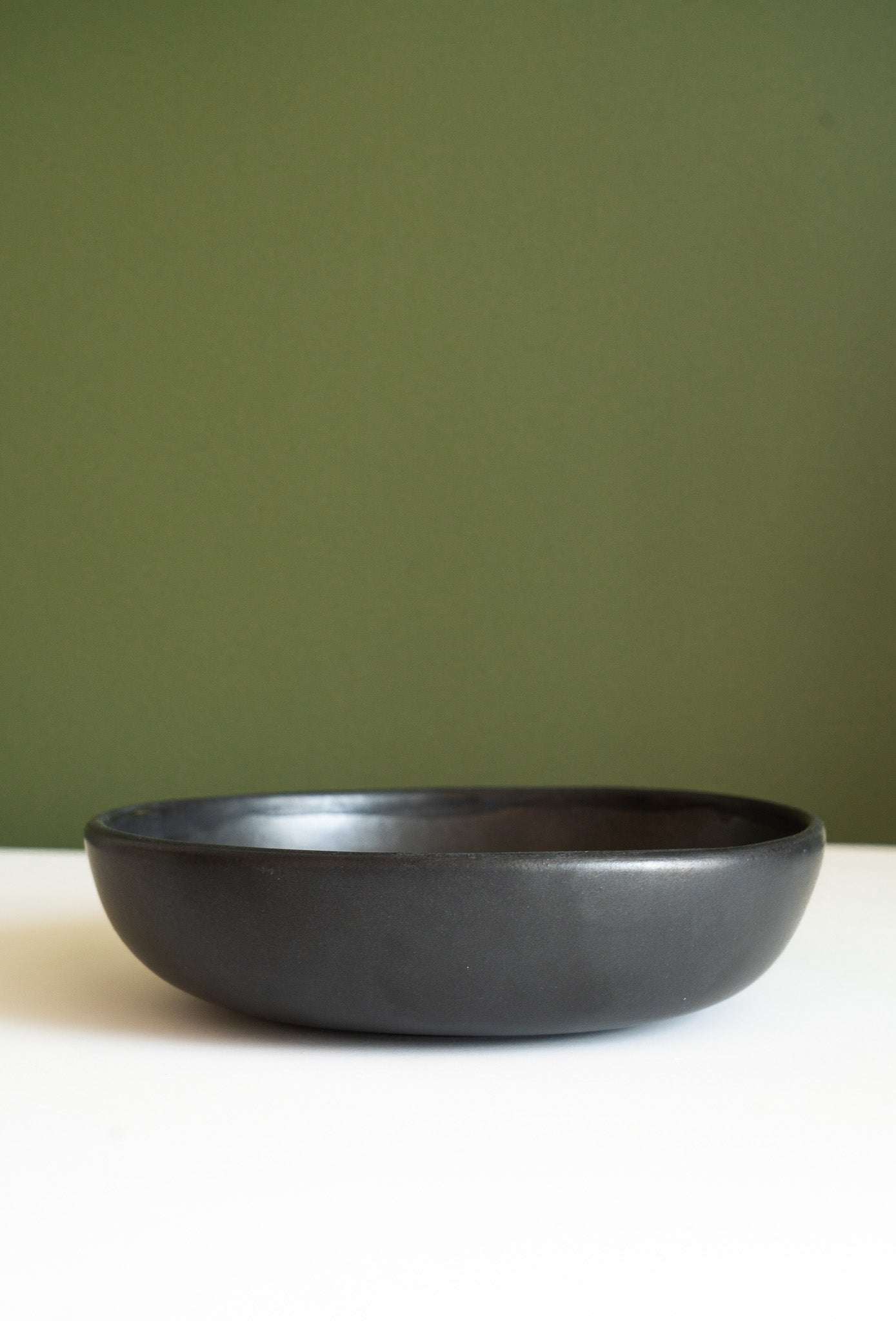 Black Matte Stoneware Pasta Bowl