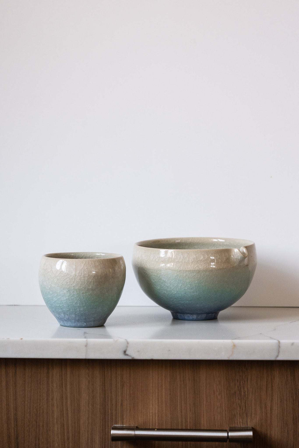Handmade Ceramic Matcha Bowl with Spout & Matching Cup Set