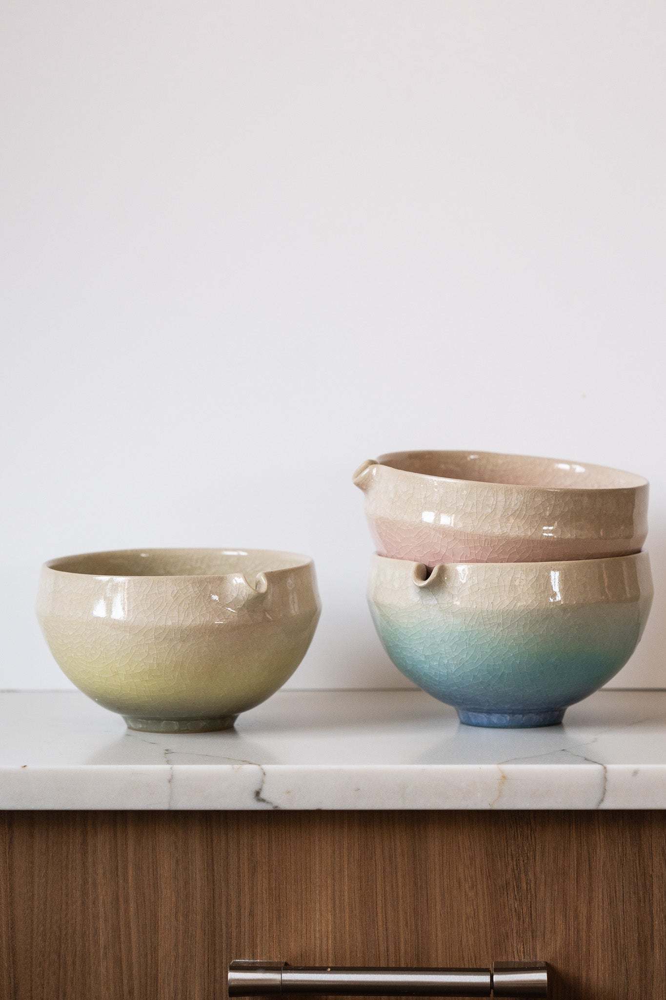 Handmade Ceramic Matcha Bowl with Spout & Matching Cup Set