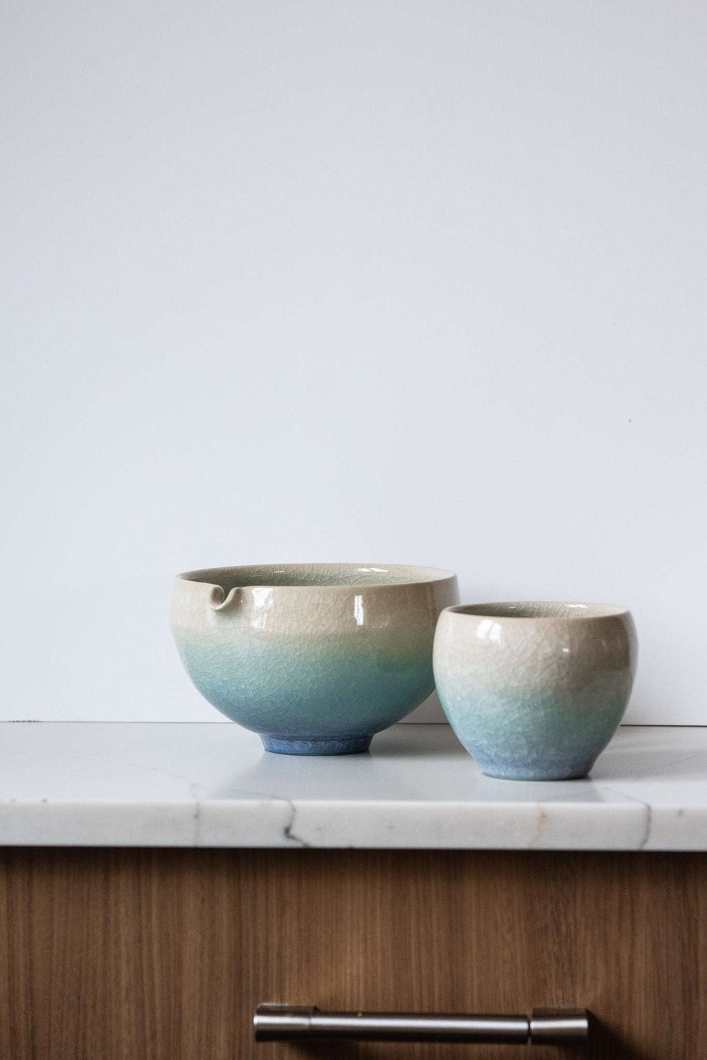 Handmade Ceramic Matcha Bowl with Spout & Matching Cup Set