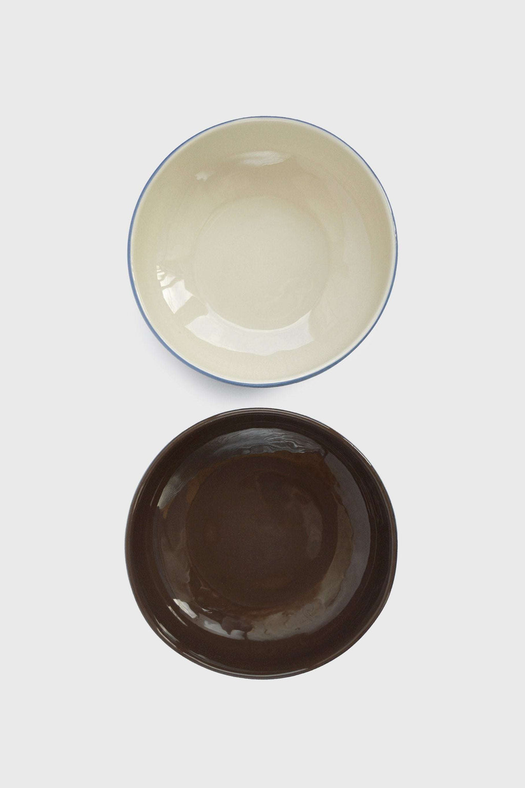 Handmade Porcelain Bowl. Forget-me-not/Chocolate
