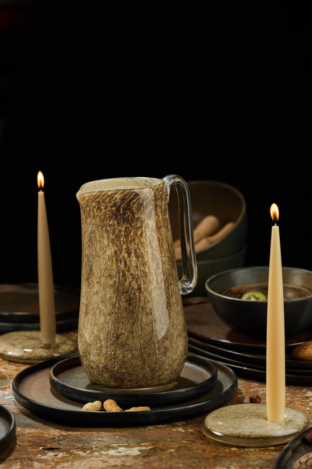 Hand Blown Glass Pitcher for Water, other Drinks and Flowers