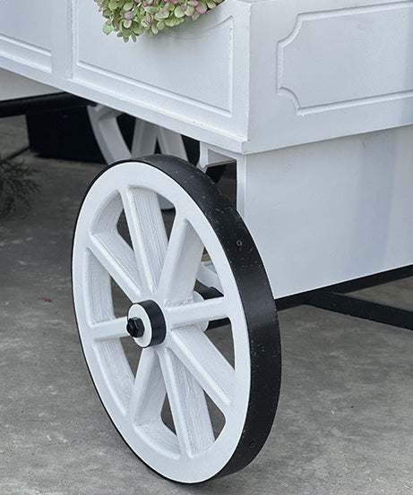 54 Zoll Rollwagen aus Holz und Eisen, Weiß, als Display nutzbar