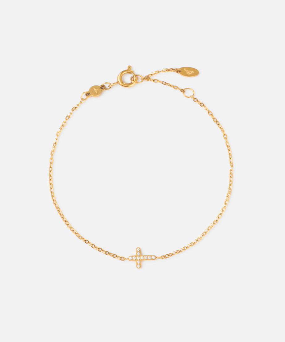 Dainty Gem Cross Link Bracelet