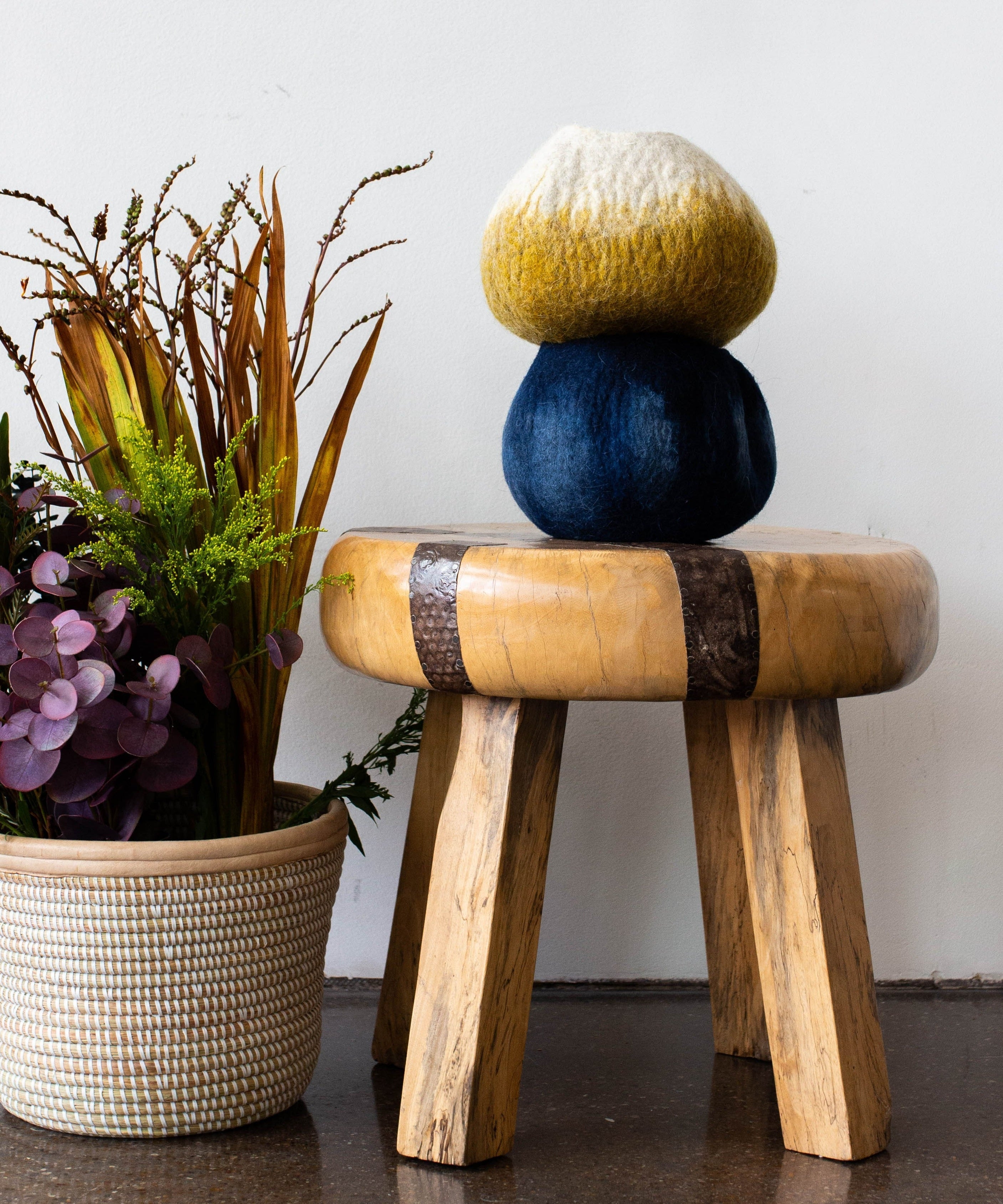 Adire Tye-Dye Indigo Blue Wool Decorative Ukhamba Bowl