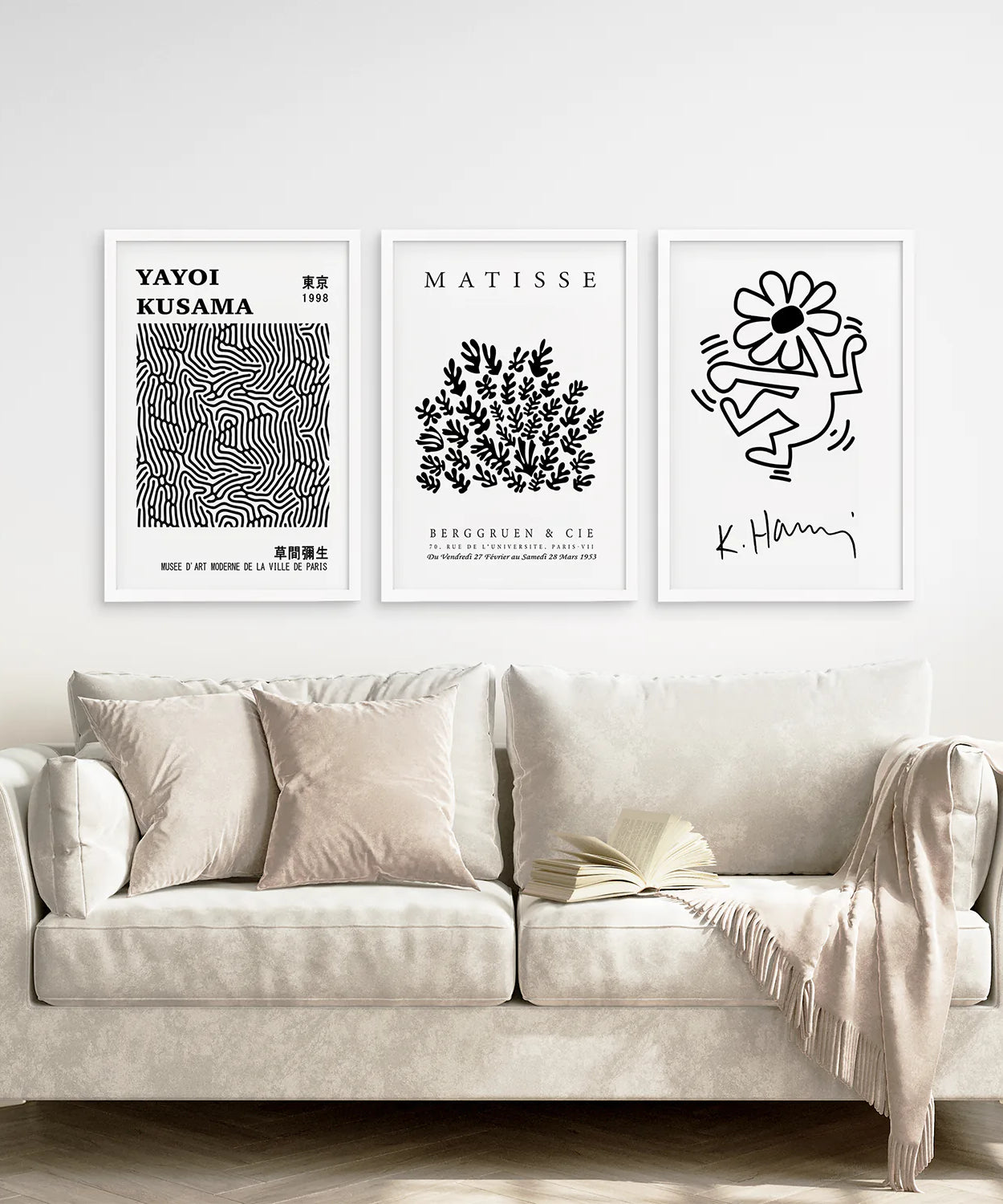 Schwarz-Weiß Matisse Kunst 3er Poster-Set