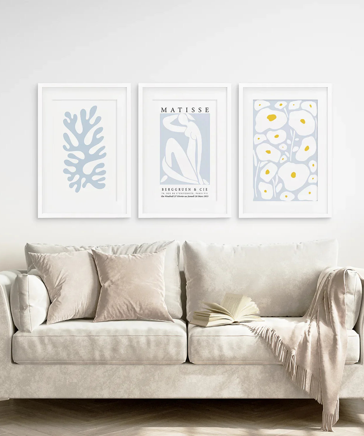 Dänisches Henri Matisse inspiriertes 3er Set Drucke. Pastelltöne