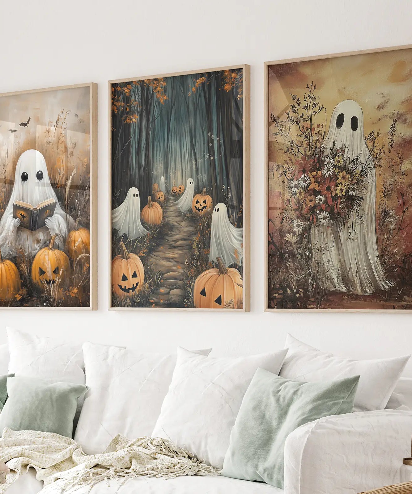 Ghosts Halloween Trendiges Wandkunst-Poster-Set Deko