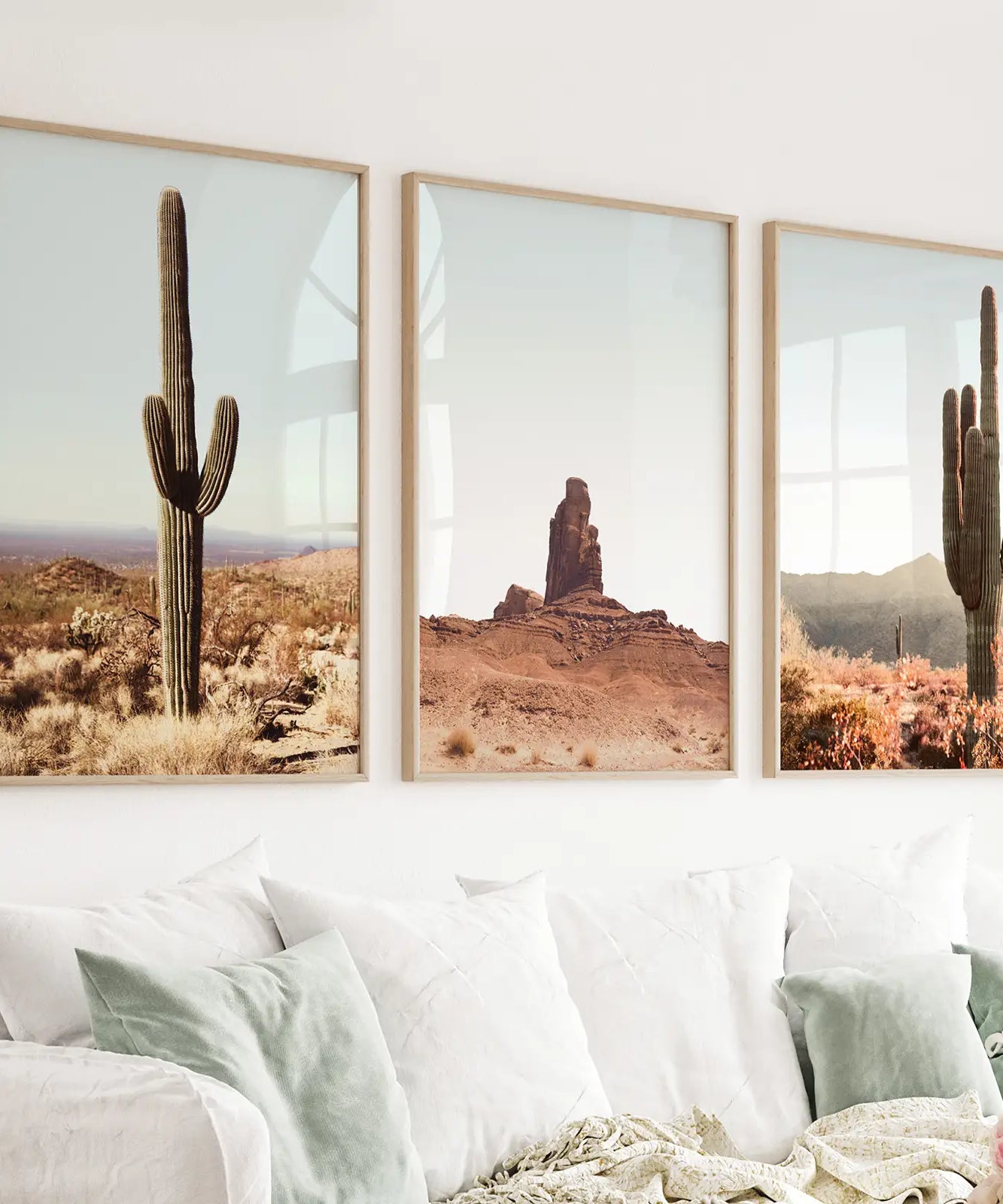 Arizona Desert Wall Art Set. Sedona Red Rocks, Saguaro Cacti