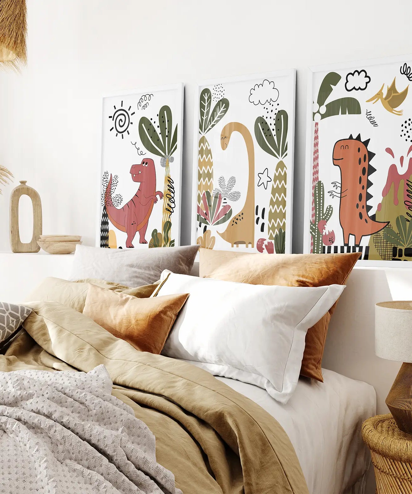Süße Dino-Drucke Set Jungen Kinderzimmer Wandkunst Deko