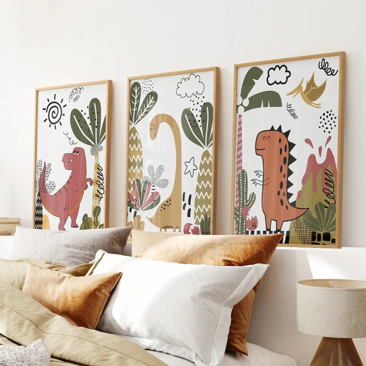 Süße Dino-Drucke Set Jungen Kinderzimmer Wandkunst Deko