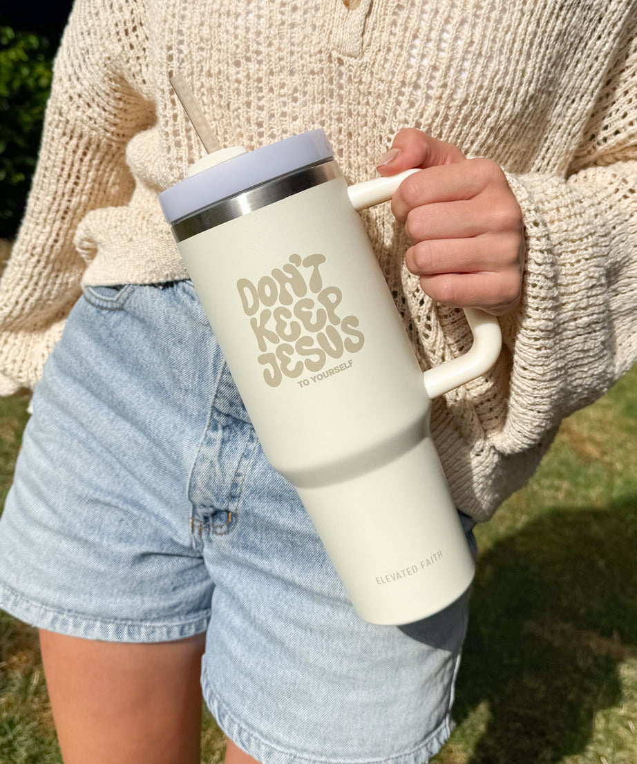 „Behalte Jesus nicht für dich allein“ 40-oz-Becher