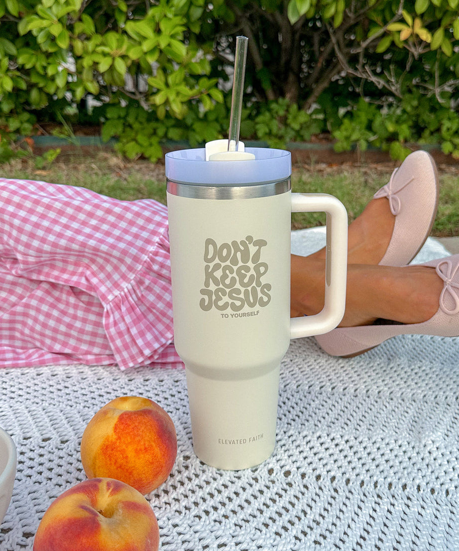 „Behalte Jesus nicht für dich allein“ 40-oz-Becher