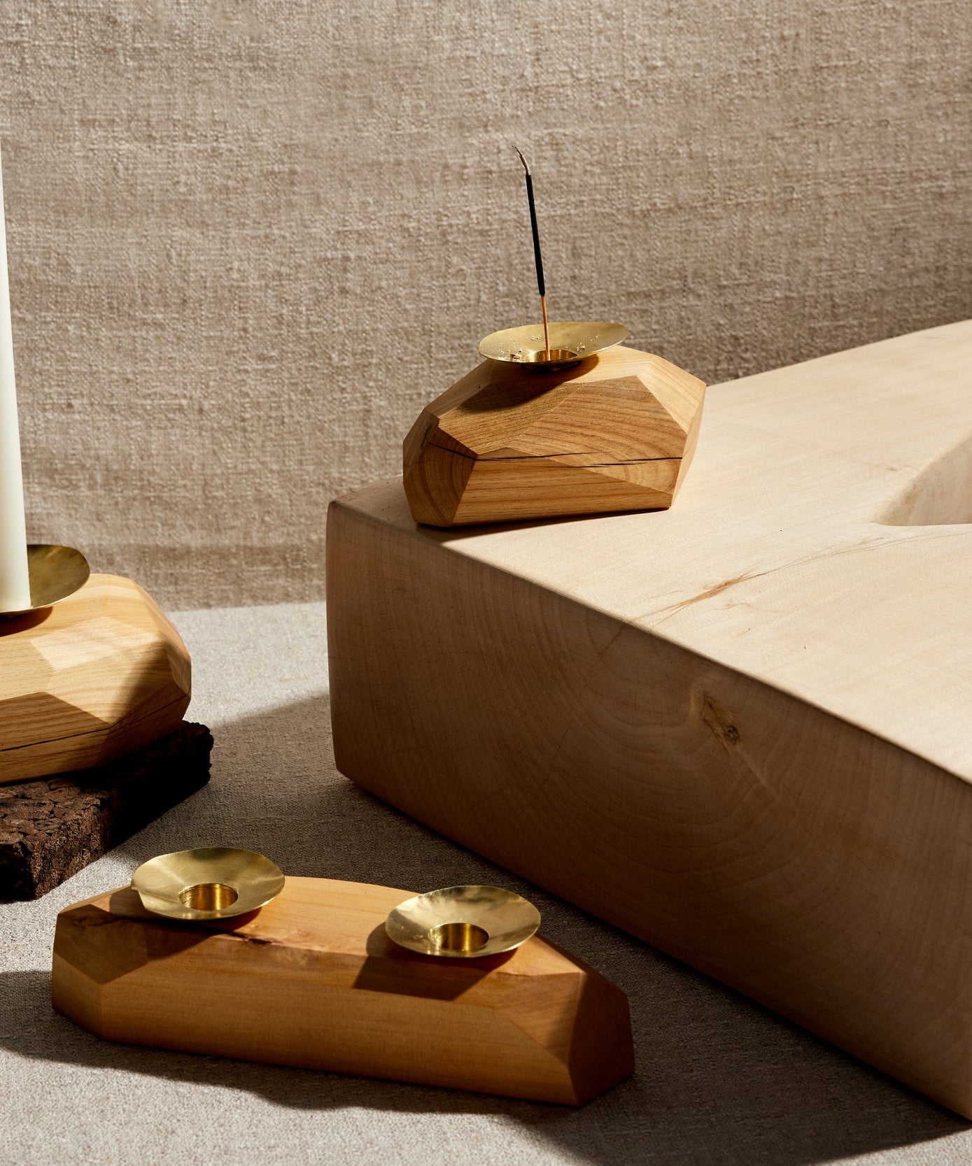 Double Wooden Incense and Candle Holder by Dor+Kie