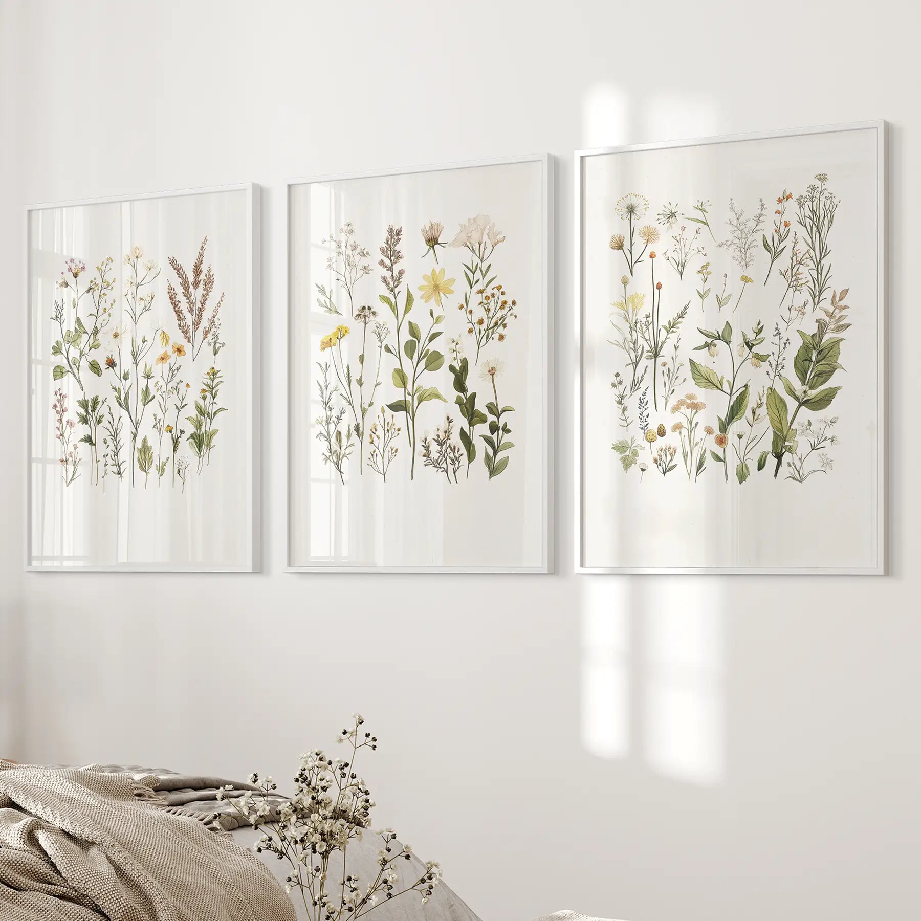 Minimalistische Wildpflanzen. Botanische Poster Kunst Deko